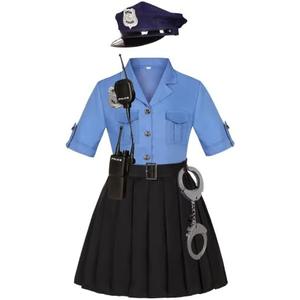 KIDIN Police Officer Costume for Kids Cop Costume for Girls’ Police Dress Up Halloween Cosplay Birthday Gift Size M
