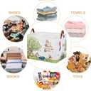 Bear Nursery Decor Storage Basket Foldable With Waterproof PE Coating, Square Large Canvas Laundry Hamper,Diaper Bag Baskets for Kids,Boys and Girls, Bathroom, Bedroom, Clothes,Toy BinWhite