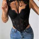 SweatyRocks Women's Floral Lace Corset Top Cut Out Crop Bustier Sexy Going Out Party Night Club Rave Tops (Black, M)