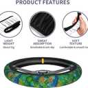 Colorful Snake Skin Steering Wheel Cover Elastic Non-Slip Car Steering Wheel Covers with Seat Belt Shoulder Pad for Women Men