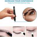Pefei Tweezers Set - Professional Stainless Steel Tweezers for Eyebrows - Great Precision for Facial Hair, Splinter and Ingrown Hair Removal (Black)