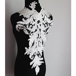 1 Piece Ivory Collar Lace Appliques Delicate Wedding Trim Embroidery Polyester Lace Necklace Neckline Sewing Craft 56X35 cm