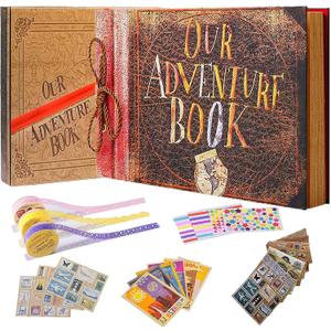 Our Adventure Book Handcrafted 11.92 x 7.62" Scrapbook, Color cover,Embossed Lettering, Inspired by 'Up', Ideal for Photos, Gift for Couples Anniversary, Weddings, Travelling, Birthday, Christmas (Classic)