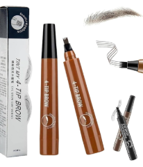 Lightsbetter Waterproof Brow Pen, Tint My 4 Tip Brow Waterproof, 4 Tipped Precise Brow Pen, Microblading Eyebrow Pen 4 Fork Tip Tattoo Pencil  Pack of 2