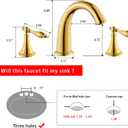 SaniteModar Polished Gold Bathroom Sink Faucet,Brass Bathroom Faucet 3 Hole,Widespread Bathroom Faucet for Sink 3 Hole,2 Handles Design with Water Supply Lines, Gold
