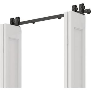 63" Bi-Folding Sliding Barn Door Hardware Kit, Bifold Barn Door Hardware Heavy Duty Sturdy Top Mounted for 4 Doors -Smoothly and Quietly-Easy to Install, No Doors