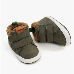 HsdsBebe Baby Ankle Boots Infant Boys Girls Fleece Booties Anti-Slip Rubber Sole Sneakers Toddler Newborn Walking Crib Shoes 0-3