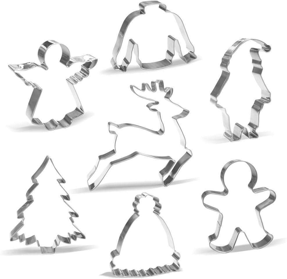 Large Christmas Cookie Cutter Set - 7 Piece - Stainless Steel