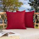 Kevin Textile Pack of 2 Outdoor Waterproof Throw Pillow Covers Decorative Farmhouse Checkered Square Solid Cushion Cases for Patio Garden Porch Sofa Red 18x18 inch