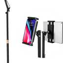 Spessn Tablet Floor Stand, Overhead Bed Phone Mount, Height Adjustable Universal Metal Tablet Holder, Phone Stand Compatible with iPad/iPhoneX/iPad Pro Phone, Kindle, 4.5-12.9" (Dark Black)