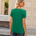 siliteelon Women Dressy Casual Blouses Short Sleeve Shirts V Neck Trendy Spring Clothes Vacation Boho Tops (Green, XXL)