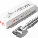 OYV Stainless Steel Ice Cream Scoop, Ergonomically Designed Handle for Comfort, Heavy Duty Ice Cream Scooper, One-Piece Design Ice Cream Scoops, Dishwasher Safe. (Luxurious silver)