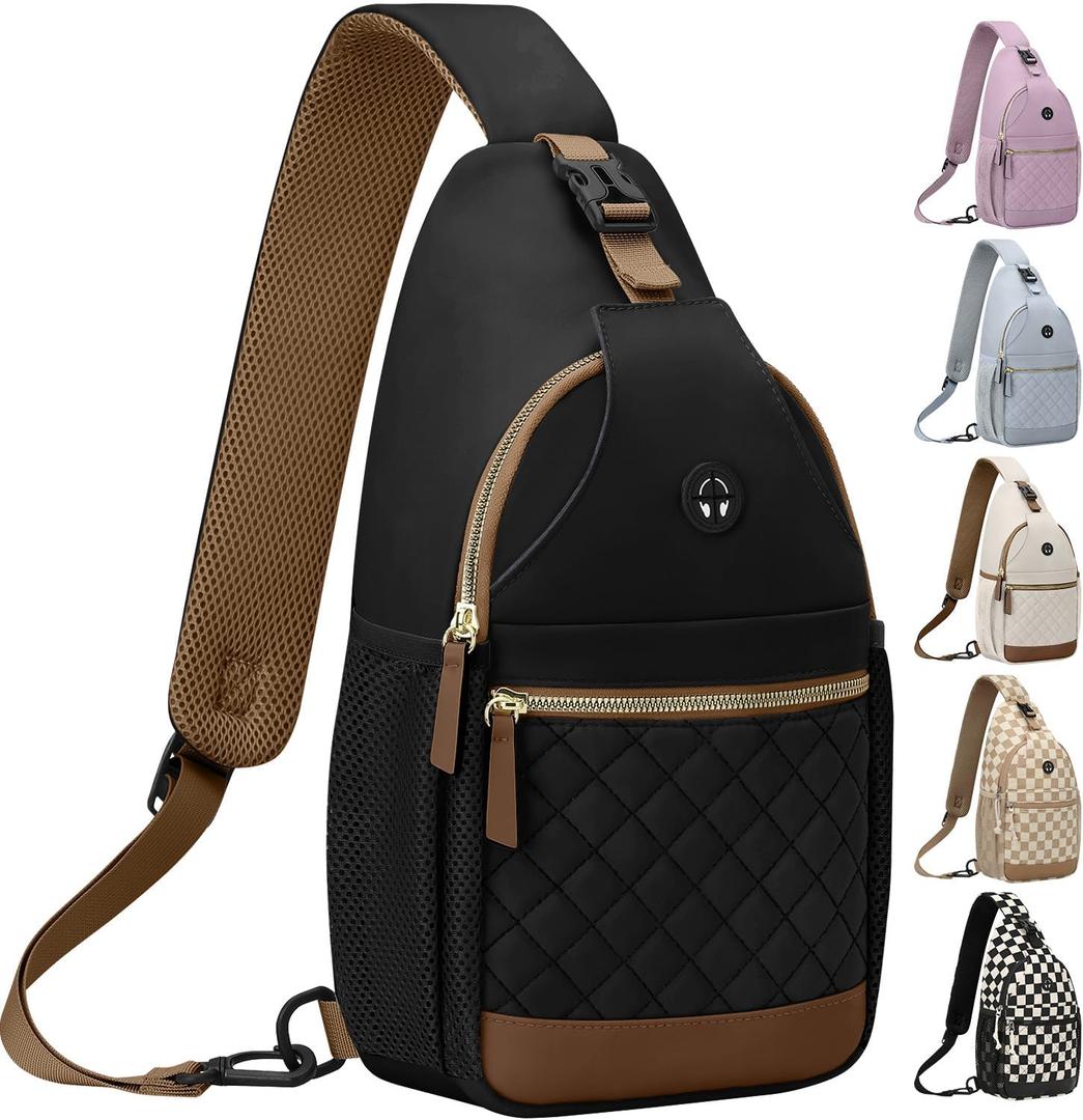 Small Crossbody Purses Bags for Women Men Travel, Chest Sling Bag Women Casual Cross Body Bag for Woman Sling Backpack (Medium, Black)