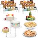 6 Pcs Acrylic Dessert Stands Set Include Display Risers Cupcake Tower and Clear Round Dessert Trays Cake Table Holder for Wedding Baby Shower Decoration(Vintage Style)