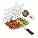 Hershey's 1pc Folding Portable Barbecue Grill Rack Easy to Use Mesh Clamp Tool for Outdoor Cooking Picnics Camping Durable and Convenient BBQ Accessory