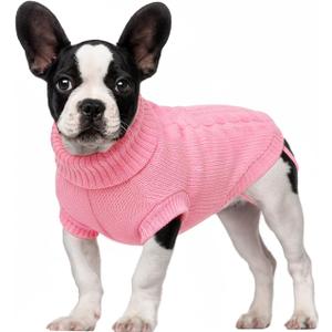 Cozy Stretch Dog Turtleneck Sweater Soft Warm Dog Knit Sweaters for Boy Girl Pets, Christmas Sweater Pullover for Small Medium Large Pup Winter Outfit,Pink M