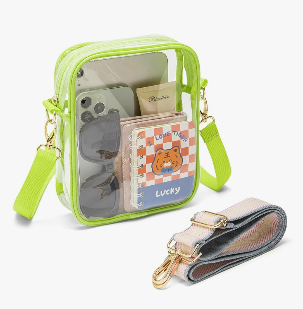 Clear Crossbody Bag, Stadium-Approved PVC Clear Purse, Transparent Messenger Bag for Men and Women