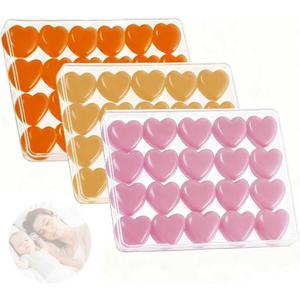 Ultra-Soft Noise Cancelling Sleeping Ear Plugs - Moldable Silicone, Wear Comfortable Noise Repairing Ear Plugs, Reusable for Adults, Kids, Sleep and Swimming, 72 Pieces (Color 2, Heart-Shaped)