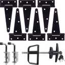 Double Door Shed Hardware Kit -Includes Window and Door/Window Hinge Set, Complete with Hinges, Latches, and T-Handle Lock -, for Gates, Playrooms