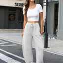 ELLEVEN Womens Baggy Barrel Sweatpants, High Waisted Wide Leg Sweat Pants Drawstring y2k Casual Palazzo Loose Trousers (Gray, S)