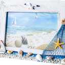 Handmade Picture Frames, 4" x 6"Vintage Mother of Pearl Photo Frame,Unique Natural Style,Chic Mosaic Beach Picture Frame Tabletop or Wall Hanging Display Frame (White, 4x6)