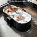 Portable Bathtub for Adult 59" Large Collapsible Cold Plunge Bathtub Foldable No Installation Ice Bath Tub for Shower Stall, Bathroom Hot SPA Soaking Standing Tub, 59''Lx21.6''Wx19.7''H
