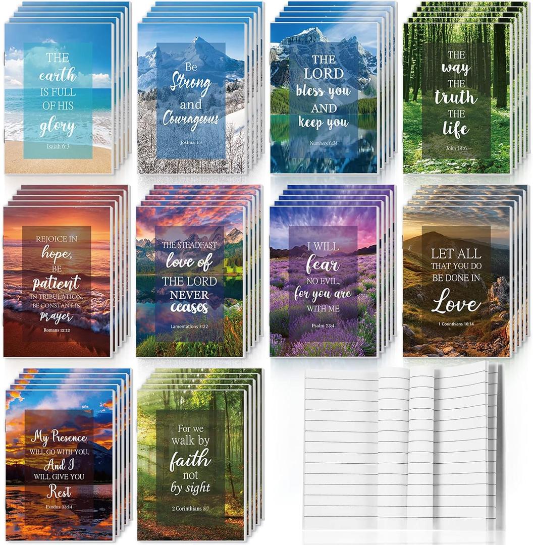CHENGU 100 Pcs Bible Verse Notebook Christian Journals Bulk Christian Gifts Religious Prayer Journals Inspirational Notepads for Women Men Scripture Notepads Pocket for Office School (Classic Style)