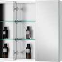 Quavikey Medicine Cabinet with Mirror for Bathroom 2 Doors Aluminum Surface Mount or Recessed Mirror Medicine Cabinet 24x26 Inch, Silver