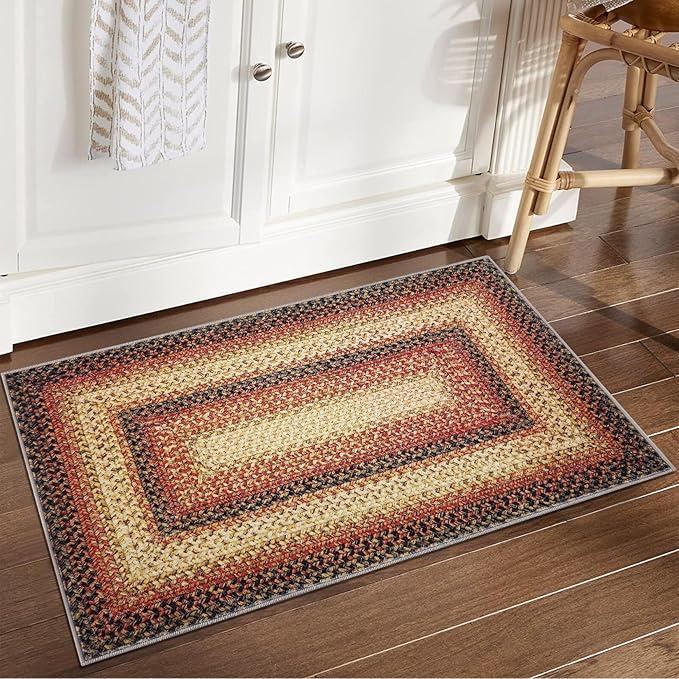 HOMERRY Area Rug 5x7 Washable Rug Modern Geometric Area Rug for Living Room, Red HOMERRY Area Rug 5x7 Washable Rug Modern Geometric Area Rug for Living Room, Red