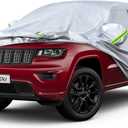 KouKou 6 Layers SUV Car Cover Waterproof All Weather, Universal Fit Jeep Grand Cherokee,Honda Pilot, Lexus RX350, Jeep etc, Outdoor Full Exterior Jeep Covers with Zipper Door. (190 to 201 inches) (silver)