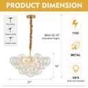 brfaixla Gold Nordic Bubble Ball Chandelier Dia 21" Modern 6 Lights Swirled Clear Ribbed Blown Glass Chandelier Light Fixture for Living Room Dining Room Kitchen Foyer Entryway
