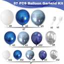 Blue White Silver Balloon Arch Kit, Navy Blue Silver White Balloon Garland with Metallic Dark Blue Light Blue Silver Balloons for Boys Men Birthday Baby Shower Graduation Wedding Party Decorations
