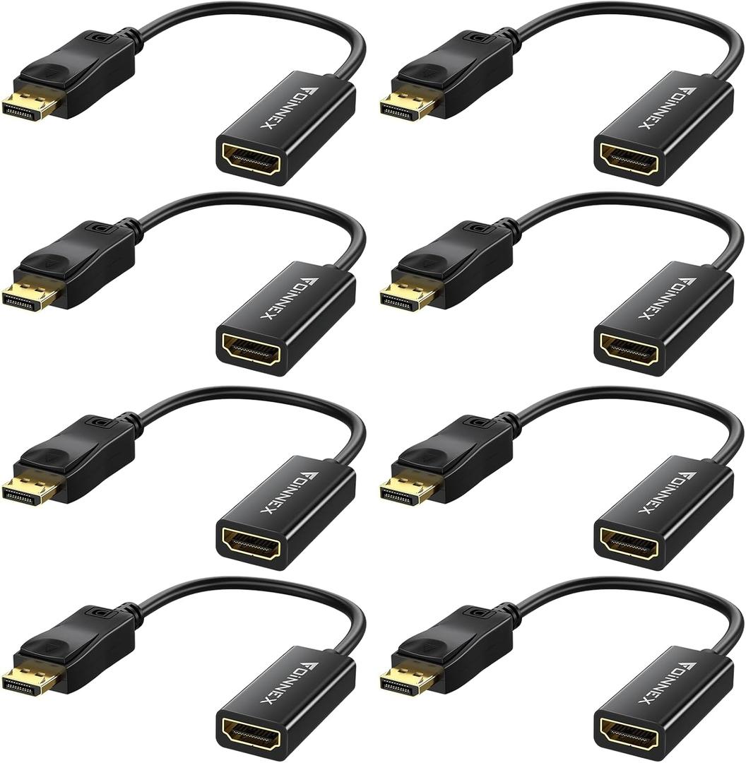 8 Pack 4K DisplayPort to HDMI Adapter, Uni-Directional DP to HDMI Adapters Compatible for DP Source to HDMI Dell, HP, Insignia, Samsung