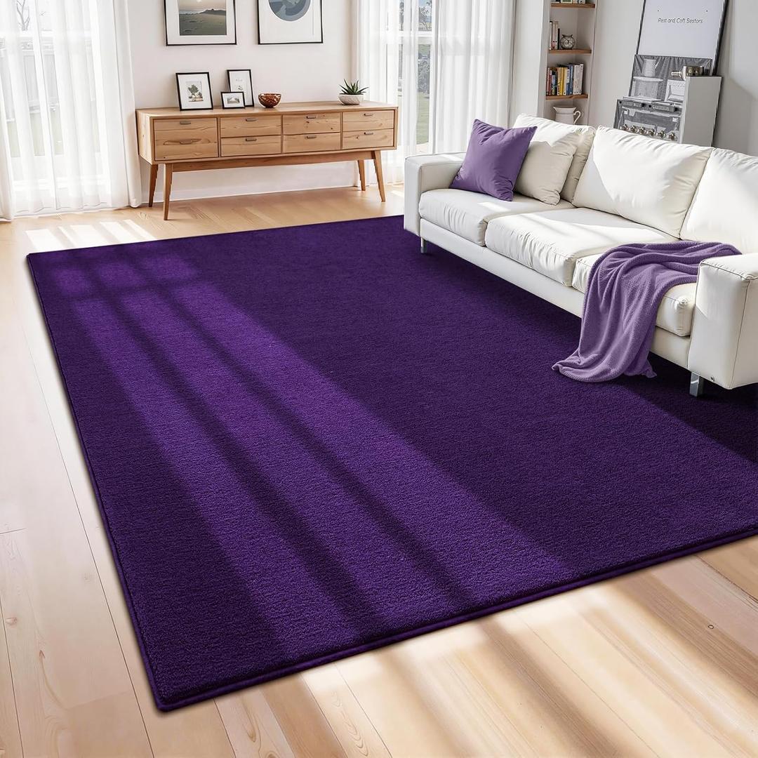 ISEAU 4x6 Rug for Bedroom, Soft Memory Foam Carpet with Upgraded Non-Slip Silicone-Grip Bottom, Fluffy Shaggy Machine Washable Rugs for Living Room Kids Boys Girls Dorm Nursery Office Playroom, Purple
