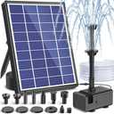 POPOSOAP Solar Fountain Pump for Bird Bath, 6.5W Solar Water Fountain Pump with Upgraded Dry-run Protection & Double-layer Nozzles 5Ft Tubing for Pond, Bird Bath, Backyard Water Feature