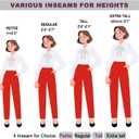 iChosy Women's Stretchy Straight Leg Dress Work Pants Business Office Casual Slacks with Pockets (Red)