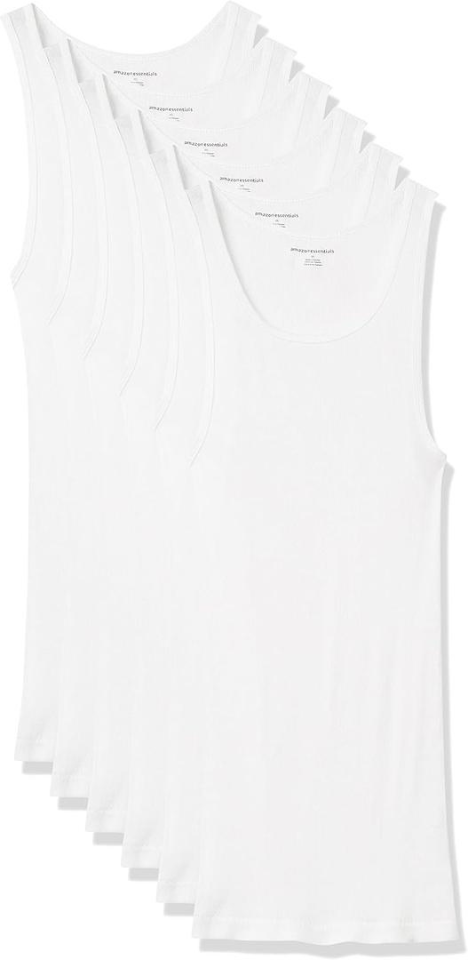 Amazon Essentials Men's Lightweight Tank Undershirts, Pack of 6 (X-Large, White)