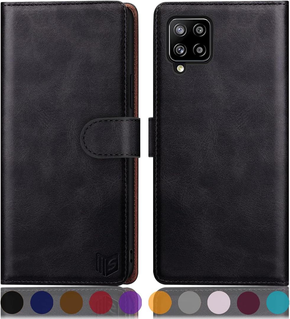 SUANPOT for Samsung Galaxy A42 5G with RFID Blocking Leather Wallet case Credit Card Holder Flip Folio Book Phone case Shockproof Cover Women Men for Samsung A42 case Wallet (Black)