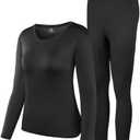 HEROBIKER Thermal Underwear Women Ultra-Soft Set Base Layer Top & Bottom Long Johns with Fleece Lined Winter Warm (Medium, Black)