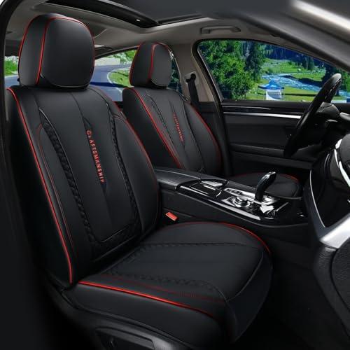Coverado Car Seat Cover Front Seats, Red Seat Covers Front Seats, Nappa Leather Waterproof, Car Seat Cushion, Car Seat Protector Universal Fit Most Cars