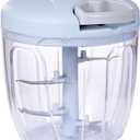 Food Chopper,Garlic Chopper with Container,Vegetable Kitchen Cutter,Pull String Hand Manual Food Processor Sharp Blades Mincer Shredder for Cutting Onions Chili Ginger Seasoning (Blue, 900ml)