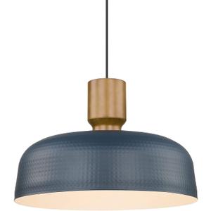 Darkaway Oversized Industrial Pendant Light Fixtures with Hammered Metal Shade, 18.1inch Blue Large Pendant Lighting for Kitchen Island Hanging Lamp Adjustable Height