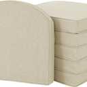 Outdoor Chair Cushions, Fade-Resistant & Water-Resistant, D Shaped Patio Furniture Seat Chair Pads Replacement with Ties, Non-Slip Bottom, Removable Cover, Set of 6, 17 x 16 Inch, Beige