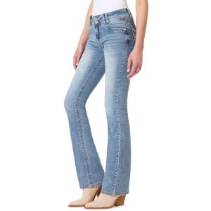 WallFlower Luscious Curvy Bootcut Jeans for Women, Mid-Rise Insta Stretch Denim, Size-Inclusive Juniors Jeans (Blue)