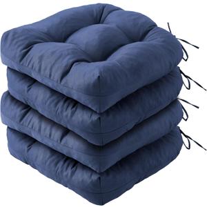 IPYNBAP Outdoor Chair Cushions Set of 4, Patio Chair Cushions with Ties, 19x19+5 Tufted Outdoor Seat Cushions, Waterproof Patio Furniture Cushions, Outdoor Dining Chair Pads, Navy