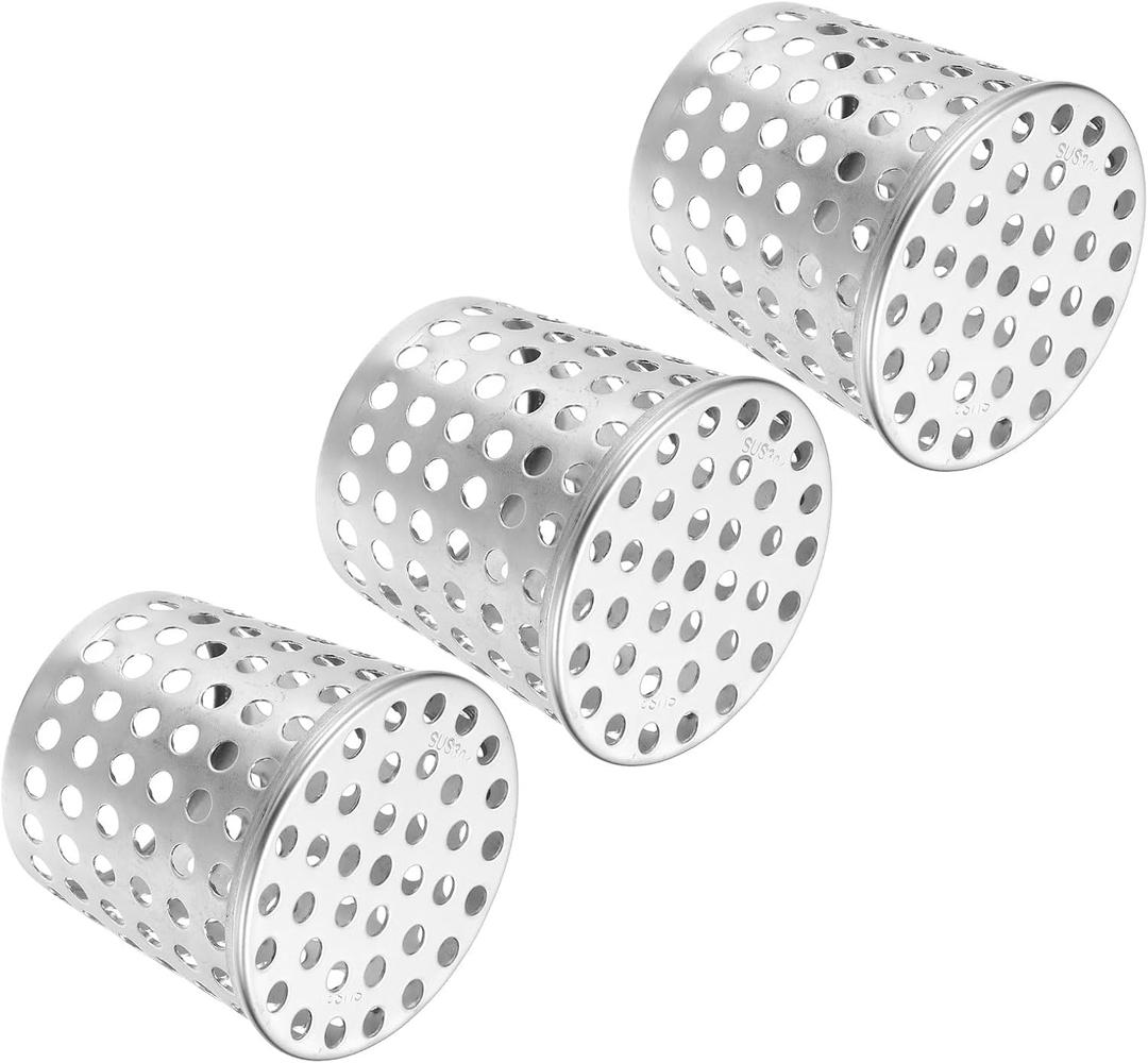 PATIKIL Gutter Guard Filter 2.5"-2", 3 Pack PVC Termination Cap Mesh Screen Vent Cover Stainless Steel Conical Exhaust Pipe Cover Guard Filter Strainer for Downspout Silver
