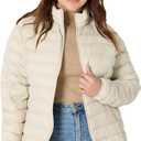Amazon Essentials Womens Lightweight Long-Sleeved Water-Resistant Packable Puffer Jacket (Large, Pumice)