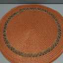 AHHFSMEI Round Paper and Jute Braided Placemats Set of 6 Non-Slip Heat Resistant Table Mats for Dining Tables Indoor & Outdoor Place mats for Daily Use (Orange, 6)