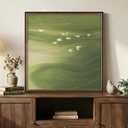 Vintage Framed Green Abstract Wall Art, Modern Minimalist Sage Green Canvas Prints Artwork for Walls, Rustic Square Birds Pictures for Living Room Bedroom Dining Room Bathroom Wall Decor, 24x24 In