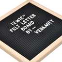 Felt Letter Board with 460 Letters, Numbers & Symbols - 12 x 12 inch Changeable Message Board with Wooden Frame Wall Mount Hook (Black)